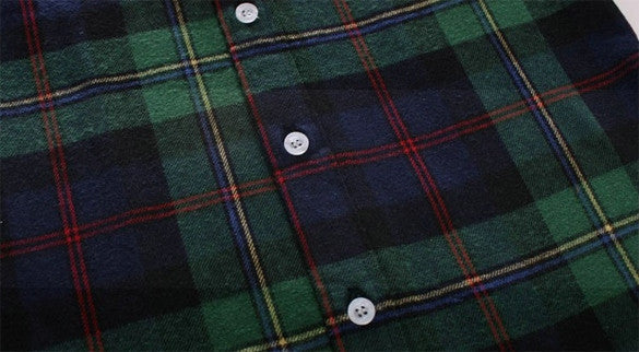 Button Cotton Lapel Shirt Plaids Flannel Shirt - MeetYoursFashion - 7