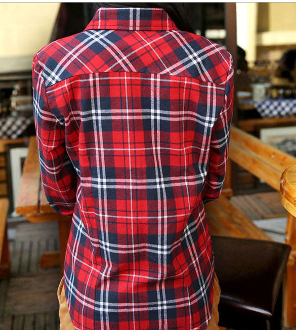 Button Cotton Lapel Shirt Plaids Flannel Shirt - MeetYoursFashion - 5