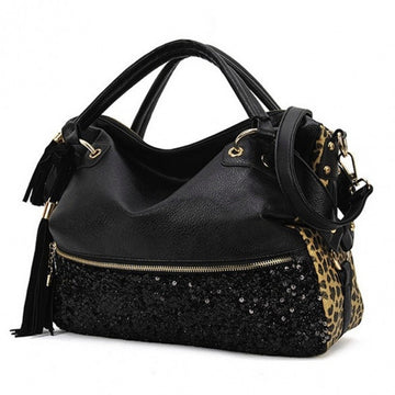 Fashion Leopard Print Bags One Shoulder Handbag Women's Handbag Leather Messenger Bag