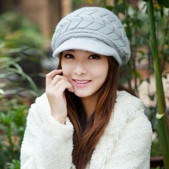 Women's Fashion Autumn Winter Knitted Cap Knitted Hat Double Layer Thermal Hot