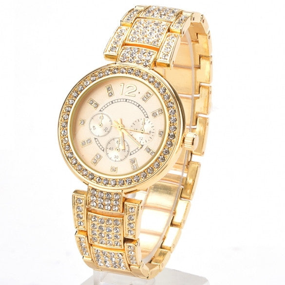 New Gold  Silver Ladies Casual Luxury Dress Of Quartz Crystal Wristwatch Rhinestone Watches