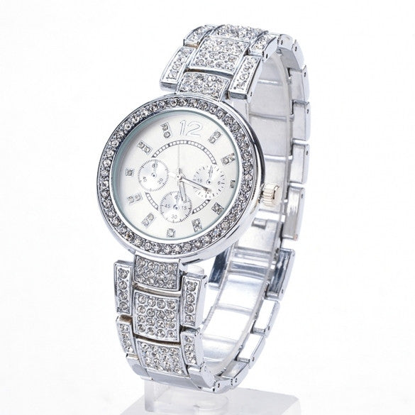 New Gold  Silver Ladies Casual Luxury Dress Of Quartz Crystal Wristwatch Rhinestone Watches