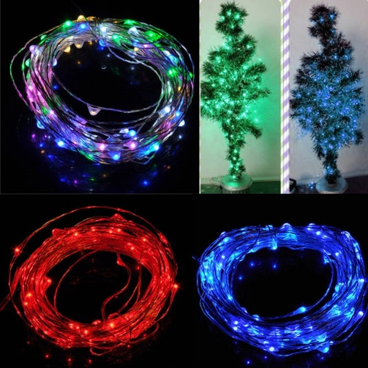 10M 33Ft 100 Leds Starry Copper Wire Warm White LED Light+AC/DC Power Supply Xmas