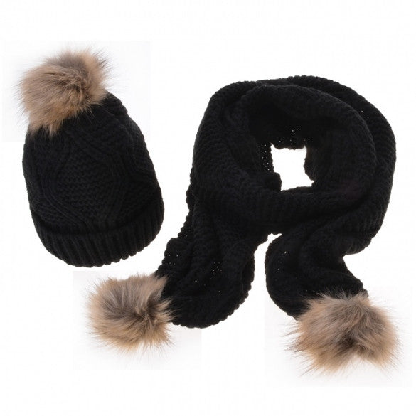 Stylish New Women's Knit Winter Warm Ski Slouch Hat Cap + Scarf Set