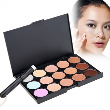 New Stylish Women's Makeup Cosmetics Tools Set 15 Colors Creamy Concealer Kit And 1 Brush