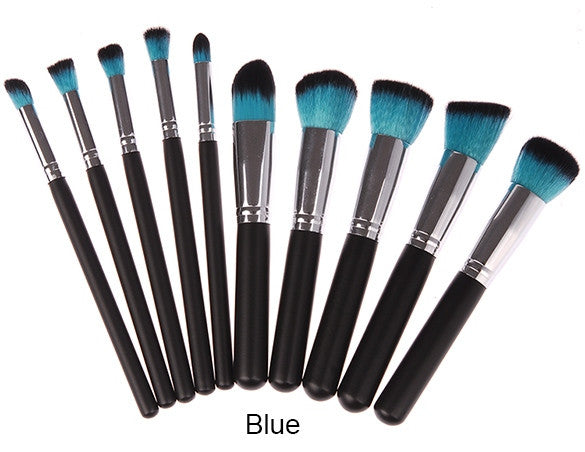 Hot 10pcs Makeup Brushes Tools Foundation Blending Blush Brush Essential Kit Cosmetic Brushes Set