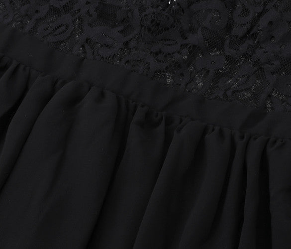 Deep V-neck V-back Backless Lace Little Black Dress - Meet Yours Fashion - 7