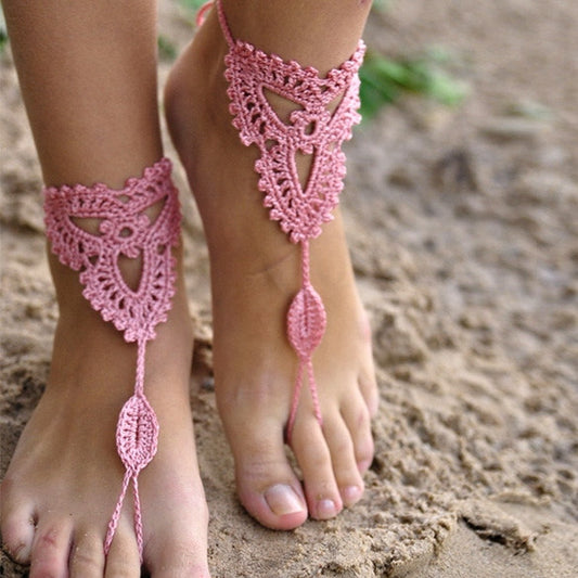 High Quality Hot Fashion Lady Women's Handmade Crocheted Foot Showcase Lace Anklets