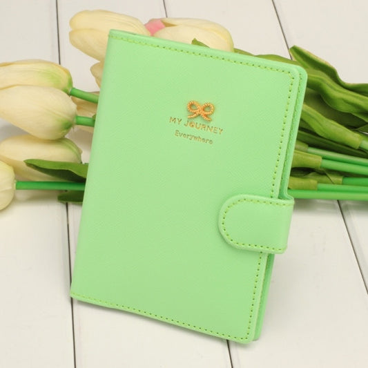 Women Fashion Synthetic Leather Button Candy Color Folded Travel Journey Passport ID Card Holder
