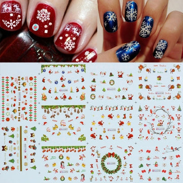 Fashion Christmas Water Transfer Nail Art Tips Sticker Decal DIY Manicure Decoration