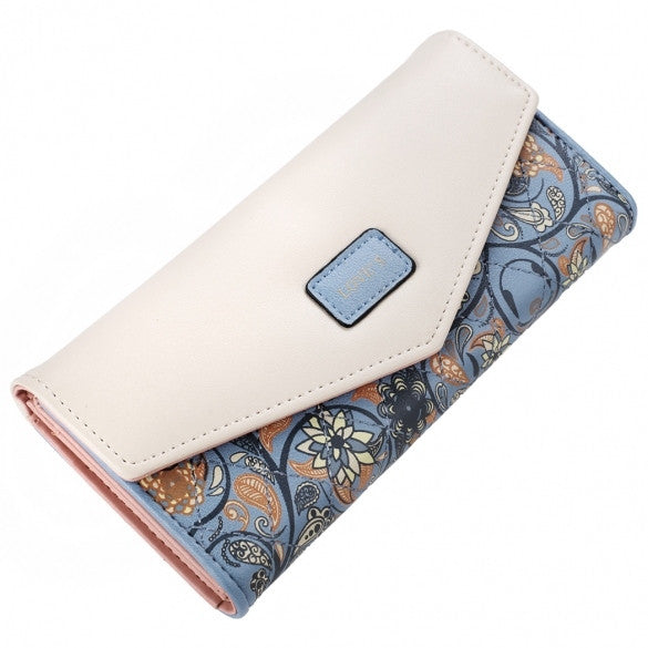 Women Fashion Synthetic Leather Foldable Purse Credit ID Card Holder Trifold Long Wallet