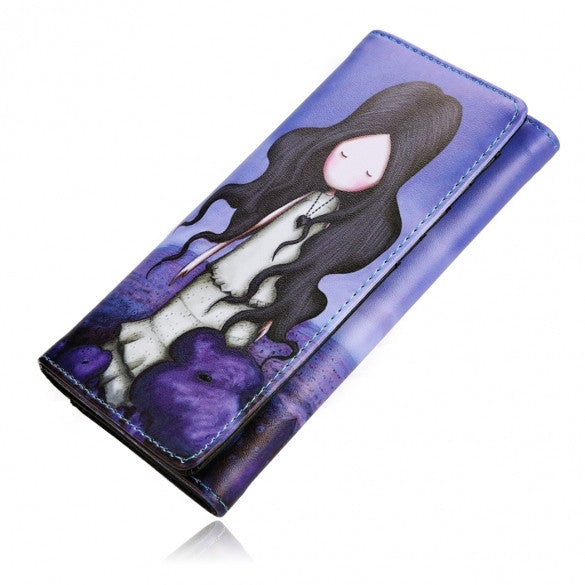 Stylish Ladies Korean Style Synthetic Leather Wallet Card Holder Cute Print Ractangle Purse
