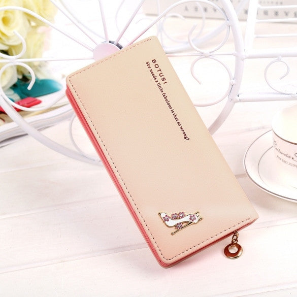 Women Fashion Synthetic Leather Foldable Purse Credit ID Card Holder Long Clutch Wallet