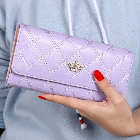 Fashion Ladies Women Clutch Long Purse Synthetic Leather Tri-Fold Wallet Card Holder Handbag