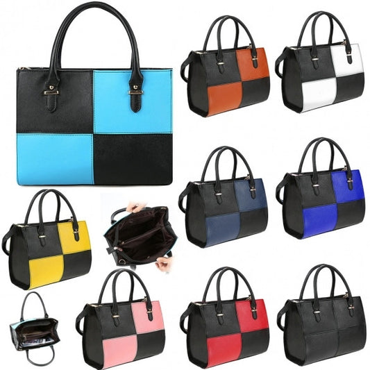 Ladies Fashion Bags Tote Handbag Women's Check Plaid Casual Faux Leather Shoulder Bag