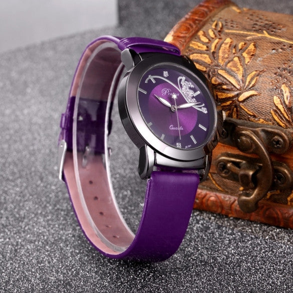 Fashion Classic Women Watch Round Dial Quartz Wristwatch Synthetic Leather Band - Meet Yours Fashion - 5