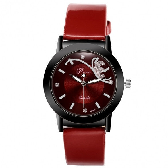 Fashion Classic Women Watch Round Dial Quartz Wristwatch Synthetic Leather Band - Meet Yours Fashion - 6