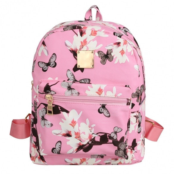New Fashion Women Floral Print Travel Vintage Style Synthetic Leather Backpack - Meet Yours Fashion - 2
