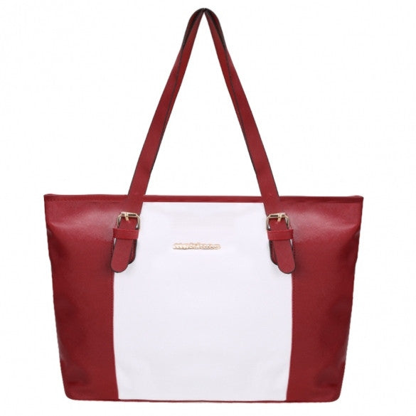 New Women Ladies Shoulder Bag Synthetic Leather Splicing Color Casual OL Handbag