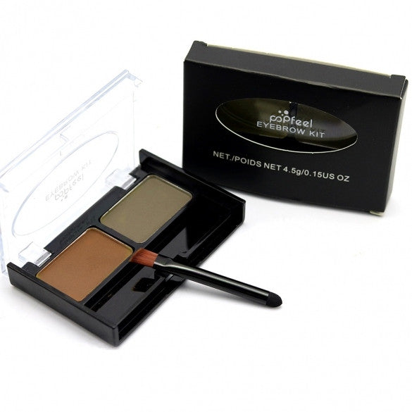 2 Colors Eyebrow Powder Palette Waterproof Smudge Proof With Eyebrow Brushes