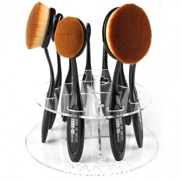 New Cosmetic Round Makeup Toothbrush Brush Type 10 PCS Display Holder Organizer