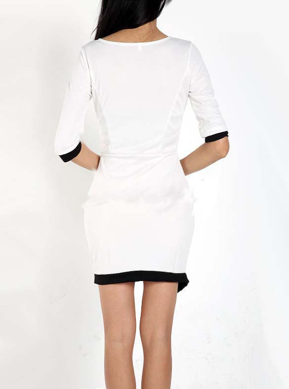 Slim Half Sleeve Patchwork Bodycon Mini Dress - MeetYoursFashion - 6