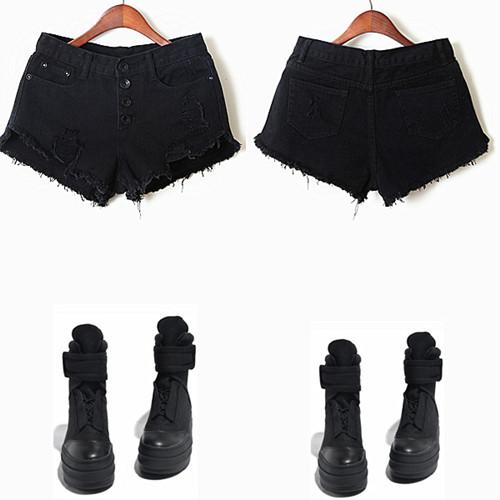 Buttons Ripped High Waist Tassel Club Shorts - Meet Yours Fashion - 6