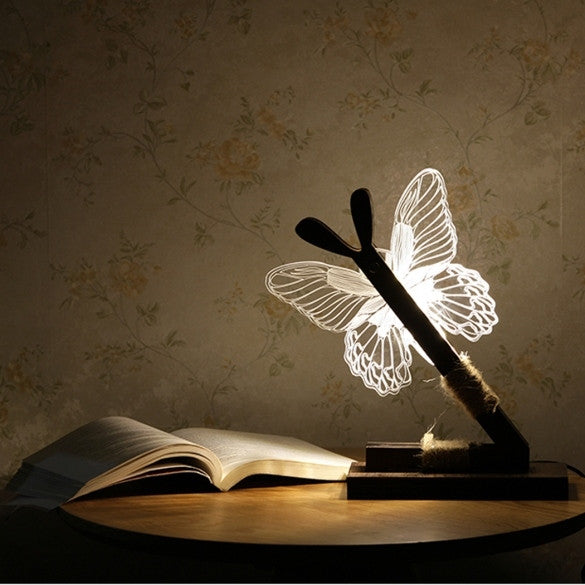 Abstract 3D LED Butterfly Light Desk Table Lamp Room Decoration USB Night Lights