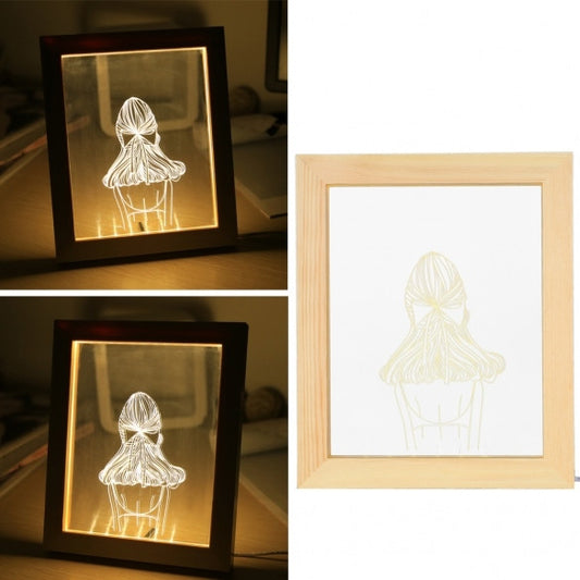 3D LED Light Wood Picture Frame Desk Lamp Room Decoration USB Night Lights
