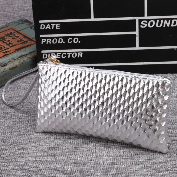 New Women Synthetic Leather Plaid Clutch Wallet Rectangle Casual OL Party Purse