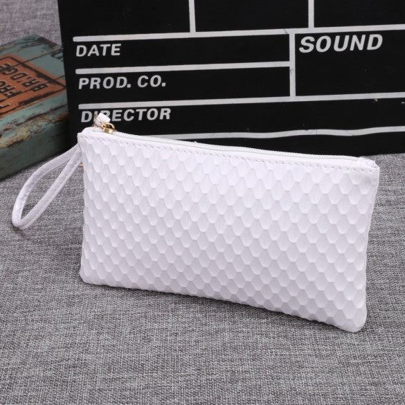 New Women Synthetic Leather Plaid Clutch Wallet Rectangle Casual OL Party Purse