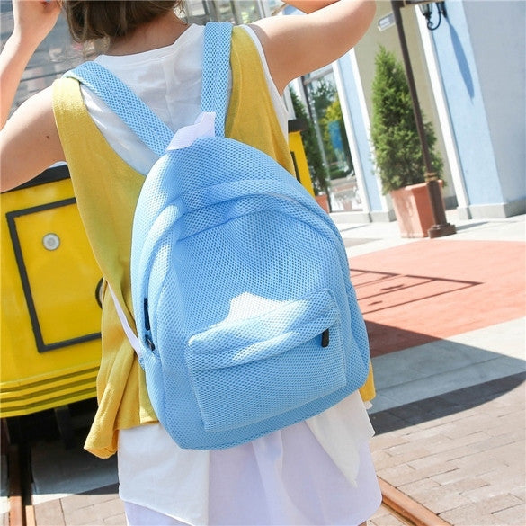 New Unisex Backpack Mesh Solid Soft School Bag Casual Outdoor Fashion Rucksack - Meet Yours Fashion - 2