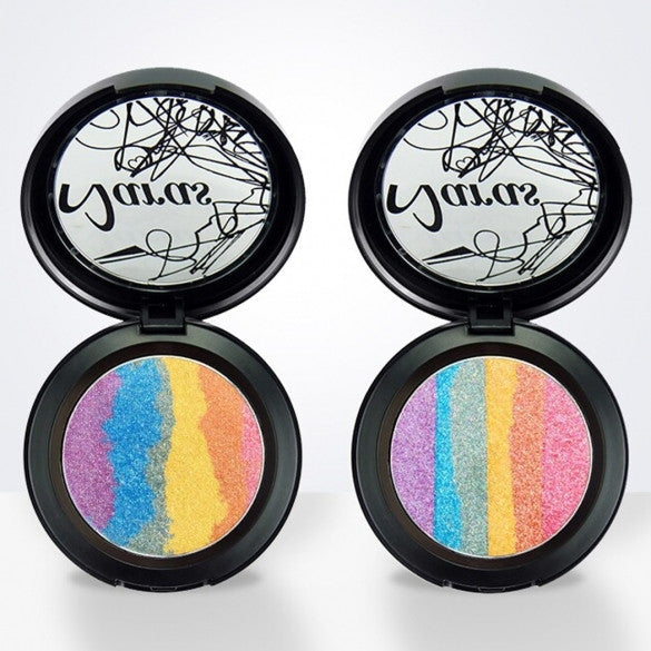 6 Colors Rainbow Eyeshadow Highlighter Powder Makeup Cosmetic Shimmer Eye Shadow Palette Blusher