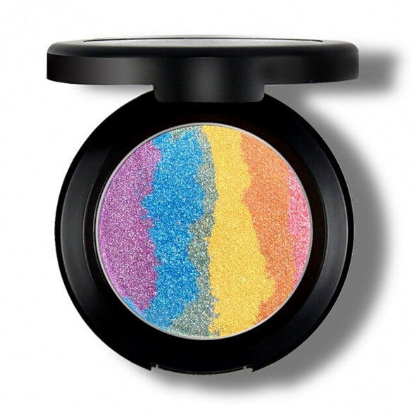 6 Colors Rainbow Eyeshadow Highlighter Powder Makeup Cosmetic Shimmer Eye Shadow Palette Blusher
