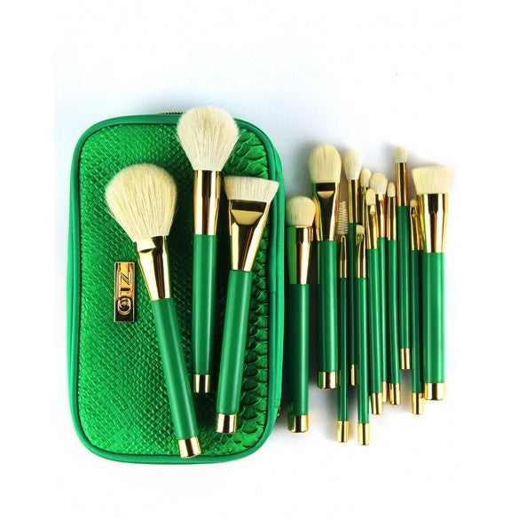 New 15PCS Makeup Brushes Foundation Powder Blush Eyeshadow Make Up Brushes Green Makeup Brush Set With Bag