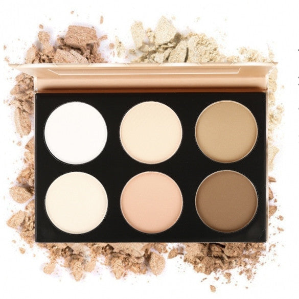 6 Colors Pressed Powder Makeup Cosmetic Foudation Bronzer Highlighter Contouring Face Powder Palette With Mirror