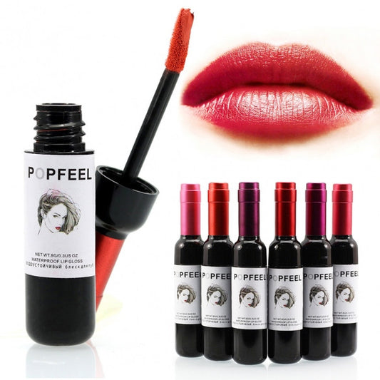 6 Colors Waterproof Lip Gloss Makeup Cosmetic Bottle Shape Long-lasting Lip Tint