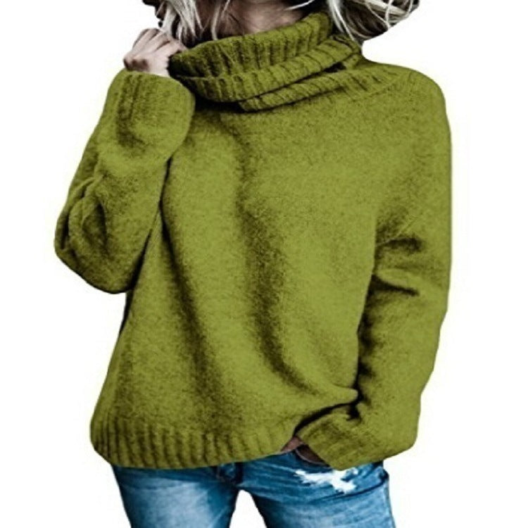 Oversized Turtleneck Pure Color Knit Sweater