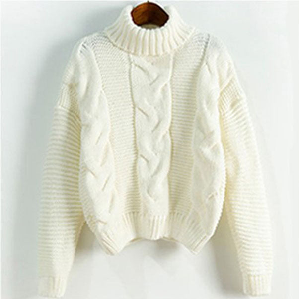 Turtleneck Cable Knitted Chunky Sweater