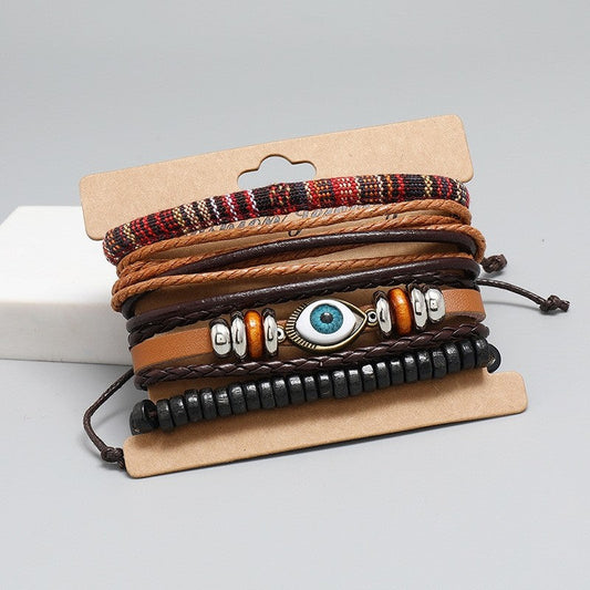 Leather Folk Custom Style Bracelet Set