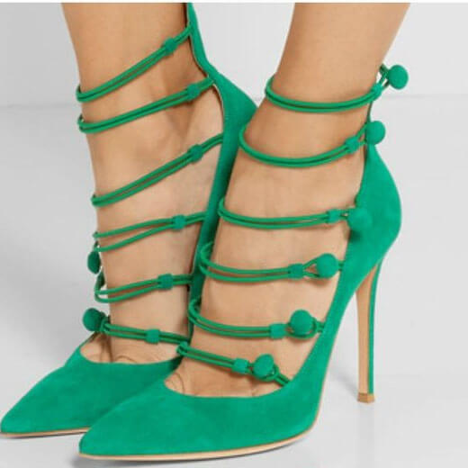 Ankle Strap Suede Point Toe Straps Ankle Pumps