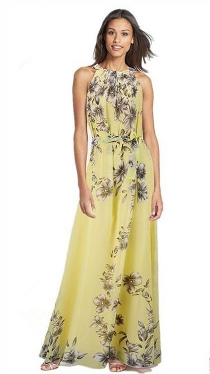 Chiffon Sleeveless Flower O-neck Bohemian Long Dress - Meet Yours Fashion - 5