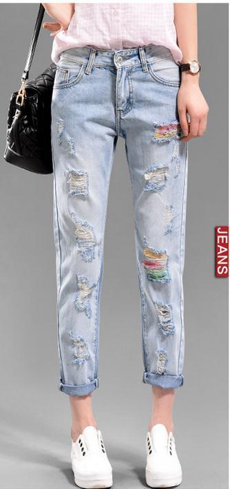 Holes Ripped Frayed Rolled Hem Slim Hot Beggar Jeans - Meet Yours Fashion - 2