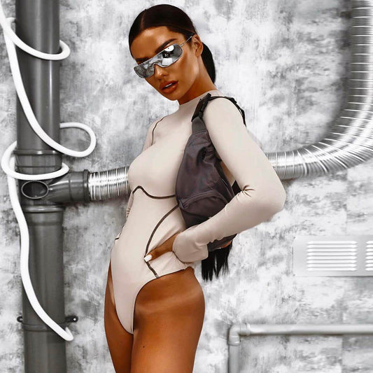 Apricot Long Sleeves Bodysuits