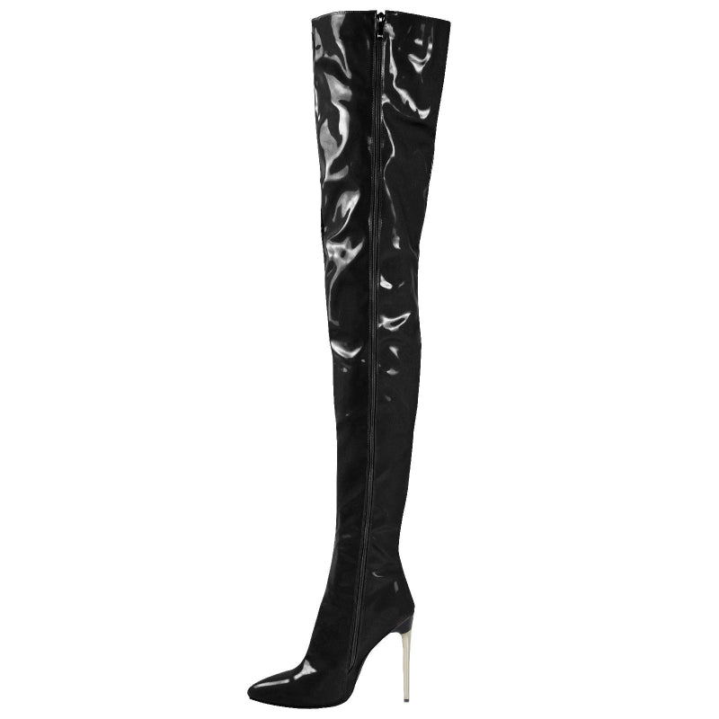 Patent Leather Boots | Sky-High Heels Boots | Fashion Boots