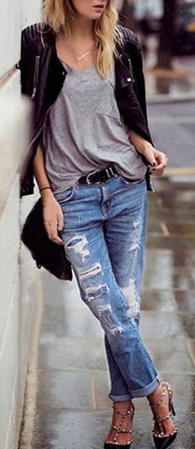Beggar Style Holes Ripped Frayed Loose Long Jeans