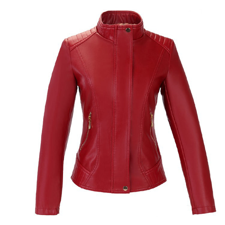 Long Sleeves High Neck Pure Color Slim Jacket