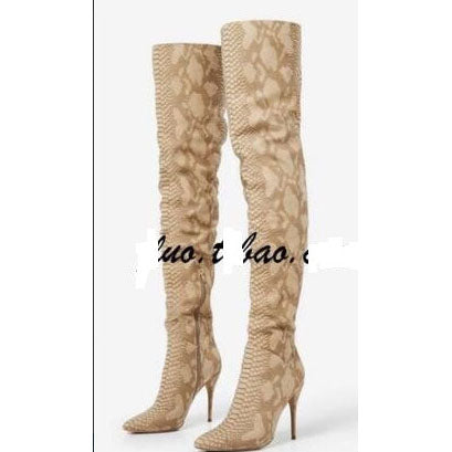 Serpentine Pointed Toe Stiletto High Heel Over the Knee Long Boots