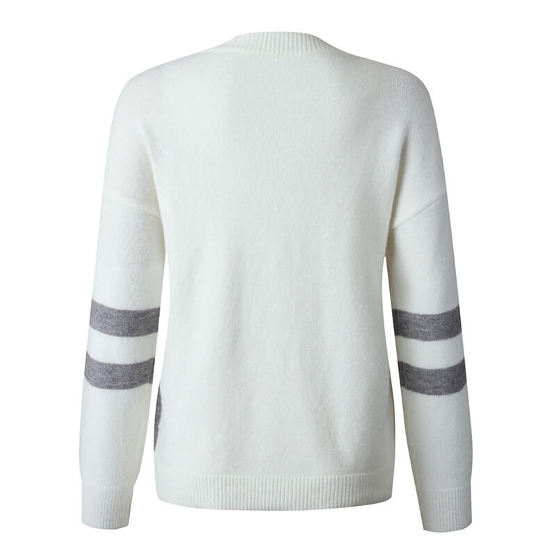 Colorblock Striped Sleeve Pullover Sweater