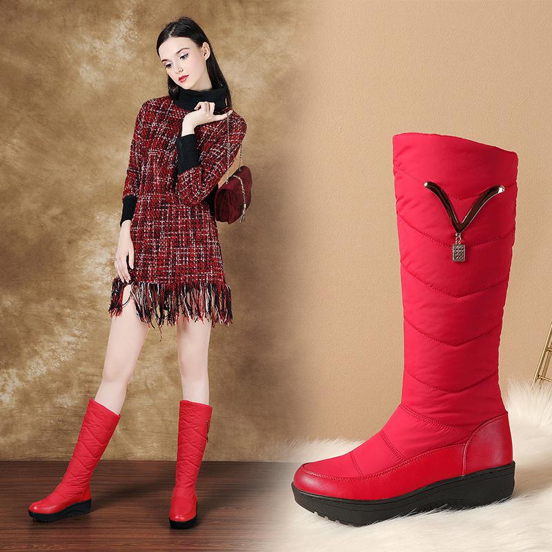 Winter Wedge Flat Round Toe Knee High Boots